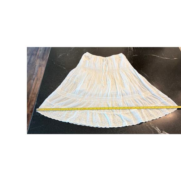 Faunt white tiered 100% Cotton BOHO prairie skirt SM - Picture 10 of 13